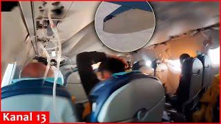 Video footage shared by passengers from inside the crashed plane in which 38 people died