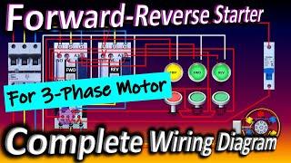 Reversing Circuit for 3 Phase Motor / Power and Control Wiring - The Best Video to learn all about.!