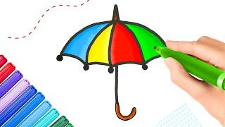 How to draw an umbrella? Как нарисовать зонтик? Cómo dibujar un paraguas? #drawings