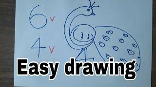 Easy Way To Draw A Cute Bird | Very Simple Way To Draw A Peacock | Peacock Drawing Tutorial