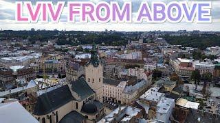 Observe Lviv from the height of aerial view