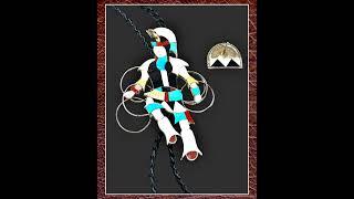Vintage Zuni Jonathan Beyuka 6" Kachina Hoop Dancer Bolo Tie W/Stand - Sterling Silver - Turquois...