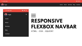 Responsive Flexbox Navigation Bar with Logo | Navbar CSS Tutorial