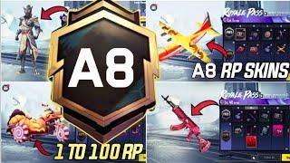 A8 ROYAL PASS // 1 TO 100 RP REWARDS // ACE 8 ROYAL PASS LEAKS ( A8 ROYAL PASS PUBG MOBILE/BGMI )