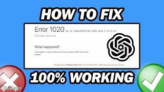 Fix Chatgpt Access Denied Error Code 1020 | How to Fix Chatgpt Error Code 1020