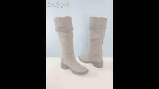 Y2K DYSTOPIAN FRINGE KNEE-HIGH INDIE DESIGN SUEDE WOMEN'S BOOTS  #shoes #womensboots #heeledboots