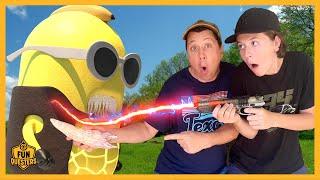 Giant Mega Banana Monster Battles LB & Aaron the FunQuesters!