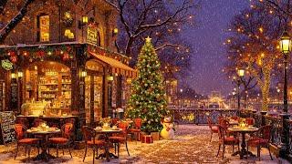 Outside Coffee Shop in a Winter Street  Exquisite Slow Piano Jazz for Study & Work ~ Christmas Jazz