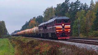 2TE116-1259 (LDZ Cargo) with heavy loaded oil tanks from Mažeikiai approaching Jelgava