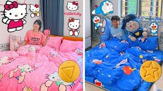 CUỘC THI TRANG TRÍ PHÒNG NGỦ HELLO KITTY DORAEMON TÁCH KẸO ĐƯỜNG SQUID GAME THẮNG TÊ TÊ HẰNG NGA