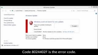 Windows 8.1 Windows Update Error Code 8024402F Help