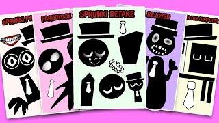 [Paper DIY] Incredibox Sprunki ALL MR.BLACK HAT in Random Different Mods - Sprunki Sticker Book