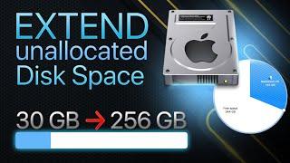 Extend Unallocated Disk Space | Enlarge a partition on a storage device - MacOS Hackintosh