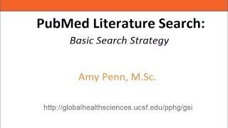 PubMed Literature Search - Basic Search Strategy