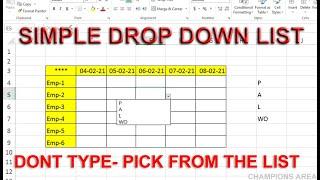 Simple Drop Down list in Excel in Tamil | Don't type - Just pick the data from your list