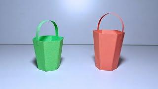 Easy paper bucket। How to make bucket with paper। Origami paper bucket। #papercraft #artandcraft