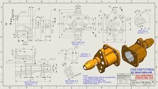 SolidWorks Complex Tutorial Exercise 224-Lofted Cut, Revolved Cut