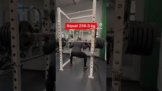 Приседания со штангой 256.5 кг. Личный рекорд без пояса!