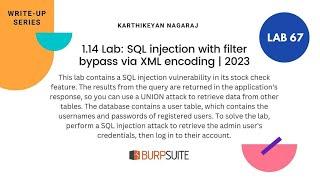 1.14 Lab: SQL injection with filter bypass via XML encoding | 2023