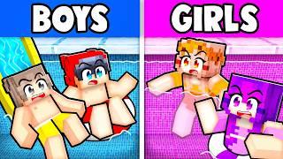 Girls vs Boys Secret Waterpark in Minecraft!