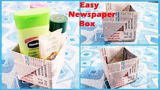 How to make a Newspaper Box | Easy newspaper box without glue | DIY Paper Box without glue