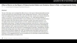 Boron on the Repair of Osteochondral Defect and Oxidative Stress