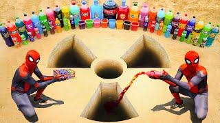 Spiderman & Big Toothpaste Eruption from Radiation Logo pit, Giant Coca Cola, Orbeez, Fanta & Mentos