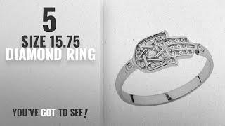 10 Best Size 15.75 Diamond Ring: Unique 10k White Gold Diamond Hamsa Hand Star of David Ring (Size