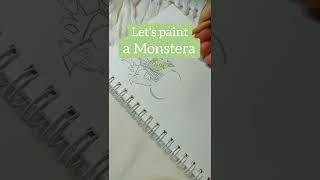 MONSTERA PLANT WATERCOLOR PAINTING #shorts #artchallenge #youtubeshorts