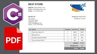 Generate PDF Invoice using ASP.NET Core and PDFSharp Library | Create PDF Documents using Csharp C#