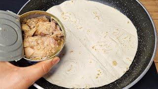 Just put the canned tuna on the tortilla! Delicious, easy and quick to prepare!