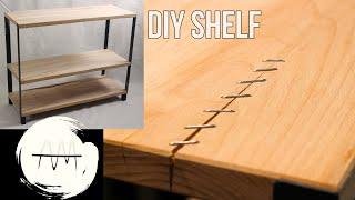 Making a DIY Shelf that is desk height to extend work surface, from European Beech wood & flat steel