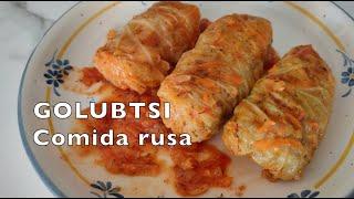 GOLUBTSI. COMIDA RUSA. Repollo relleno de carne.