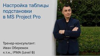 Настройка таблицы подстановки в MS Project Pro