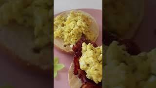 ASMR Plain bagel w/bacon&eggs #asmr #breakfast #coffee #eggs #bacon | CHAWANDALOVE