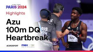 DQ Heartbreak For Jeremiah Azu  | Men's 100m Heats Paris 2024 | #Paris2024 #Olympics