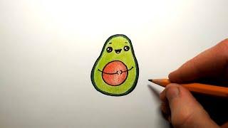 Как нарисовать кавайный рисунок - Авокадо | Avocado drawing