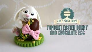 Fondant Easter bunny cake topper chocolate egg how to make fondant bunny tutorial cake decorating