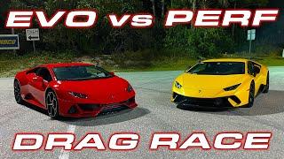 SHOULD HAVE BOUGHT THE PERF? * Lamborghini Huracan EVO vs Performante DRAG RACES