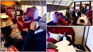 Billionaire Femi Otedola Chilling, Sipping Drink, Show Off Interior Of His Luxury Private Jet