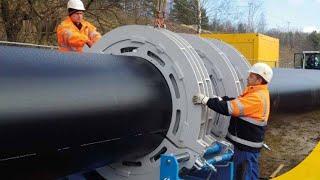 Amazing Process Of Production And Installing Giant HDPE Pipes