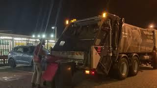 Izuzu Suez Rear Loader doing Campbelltown Station litter