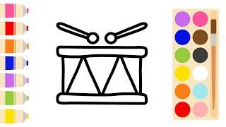 How to Draw a Drum | Draw a Drum Tutorial for Kids | Step by Step Drawing a Drum