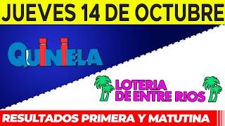 Quinielas Primera y matutina de Córdoba y Entre Rios Jueves 14 de Octubre