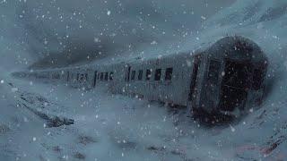 Snowstorm Sounds in old train station at Night | Relaxing Blizzard and Howling Winds | Dimmed Screen