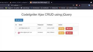 Creating CRUD Web App using CodeIgniter, jQuery, and Ajax Tutorial