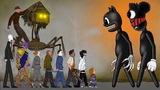 Cartoon Cat vs Cartoon Mouse vs House Head vs SLENDERMAN, Jason, Freddy, Pennywise, Michael + More