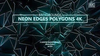 Motion Graphics - Blue Neon Edges Polygons 4K