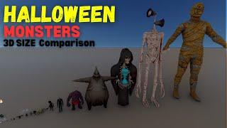 "Monstrous Marvels: 3D Halloween Creatures Size Showdown!" || 3D Animation