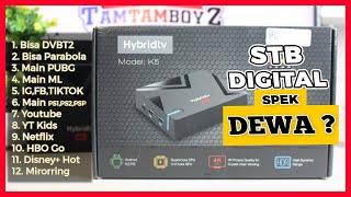 KOMPLIT! Bisa TV Digital DVBT2, DVBS2 Parabola, Internet Streaming - Set Top Box Android Hybridtv K5